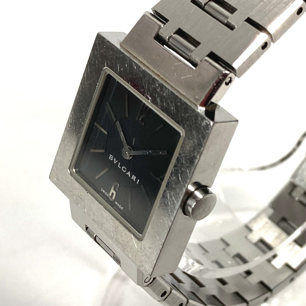 Bvlgari Watches Quartz Sq22Ss Stainless Steel Silver Square Quadlard Black Dial Women
