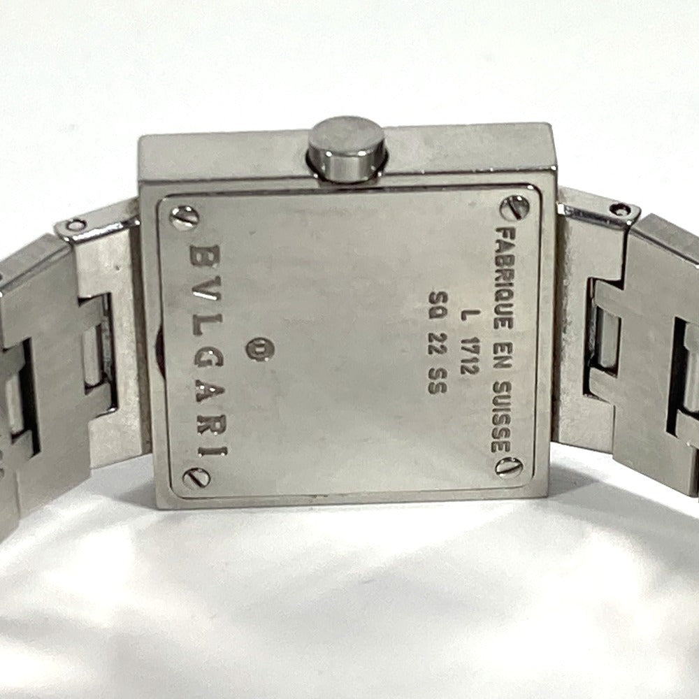 Bvlgari Watches Quartz Sq22Ss Stainless Steel Silver Square Quadlard Black Dial Women