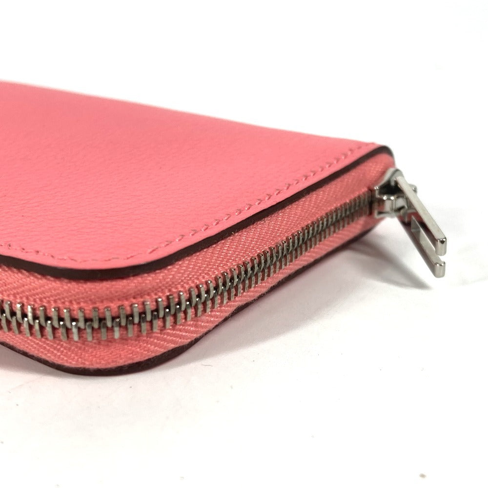 Hermes Coin Case Leather Pink Zip Angor Women