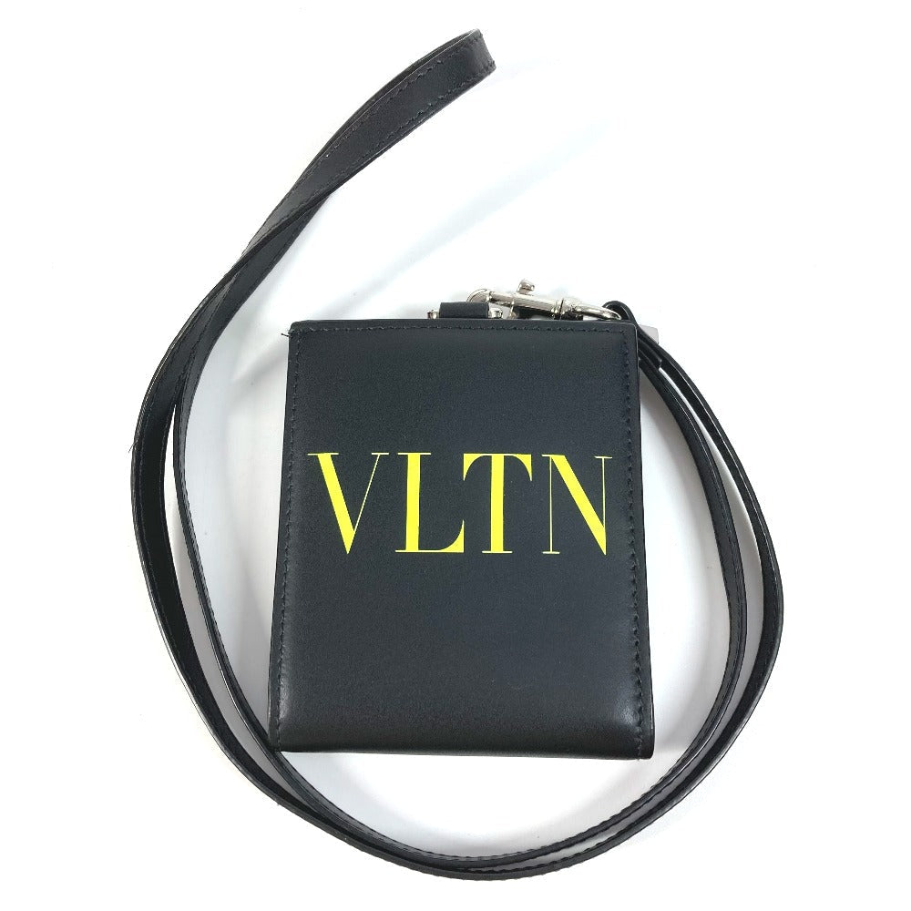 Valentino Folded Wallet Leather Black Vltn Logo Neck Wallet Women