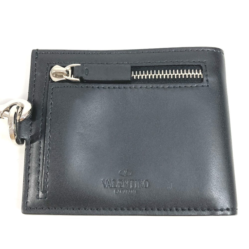 Valentino Folded Wallet Leather Black Vltn Logo Neck Wallet Women