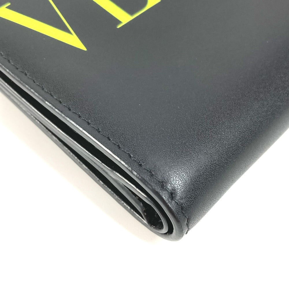 Valentino Folded Wallet Leather Black Vltn Logo Neck Wallet Women