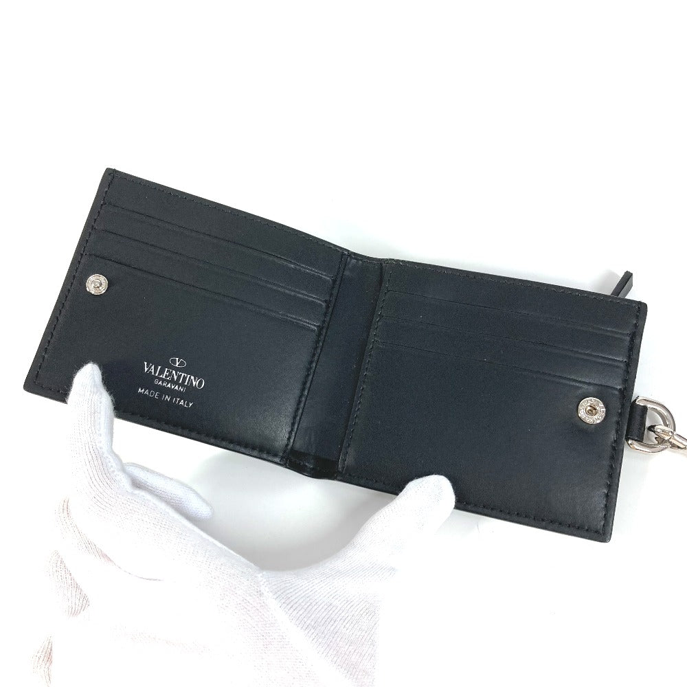 Valentino Folded Wallet Leather Black Vltn Logo Neck Wallet Women