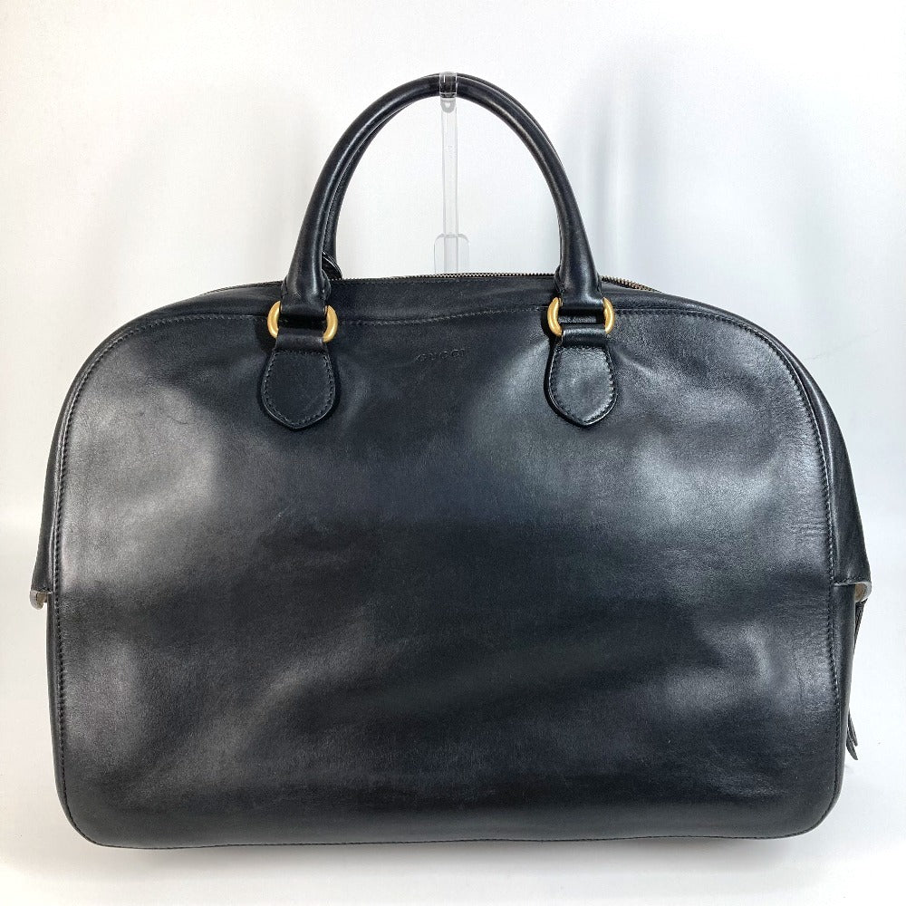 Gucci Boston Duffel Bag 450999 Leather Black Business Bag Snake Logo Snake