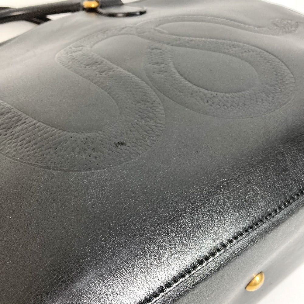 Gucci Boston Duffel Bag 450999 Leather Black Business Bag Snake Logo Snake