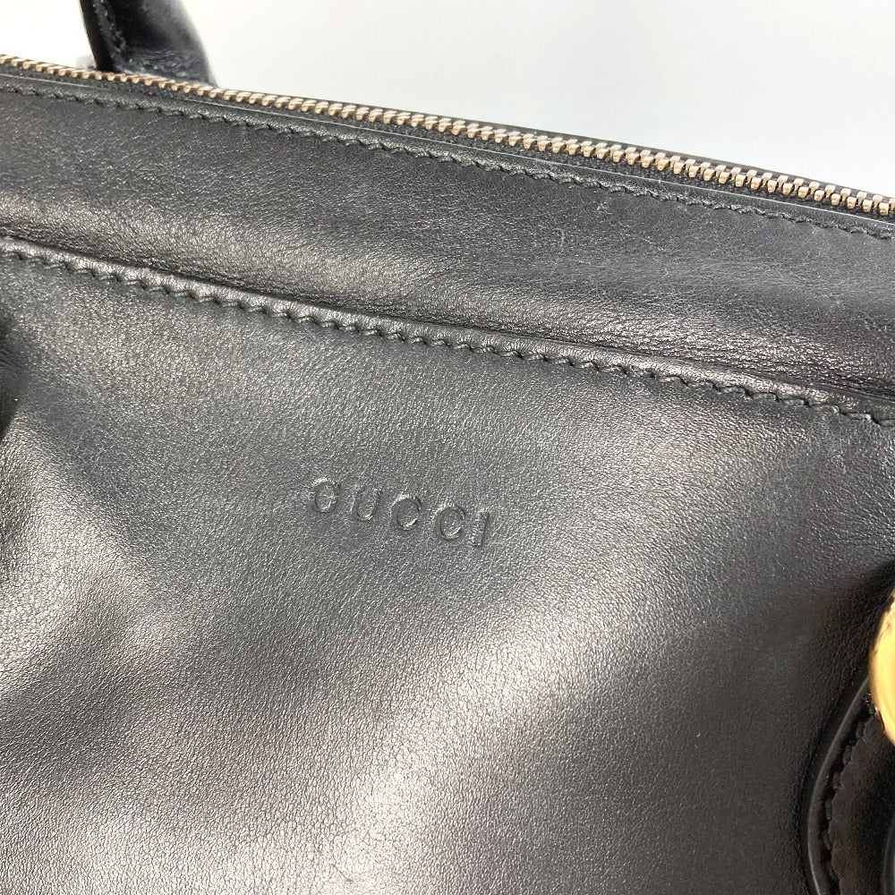 Gucci Boston Duffel Bag 450999 Leather Black Business Bag Snake Logo Snake