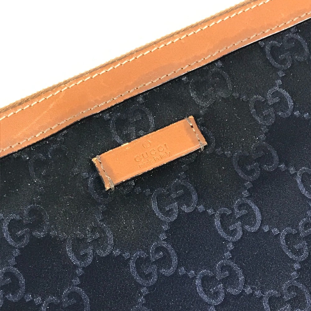 Gucci Clutch Bag 286209 Leather / Nylon Navy Gg Logo
