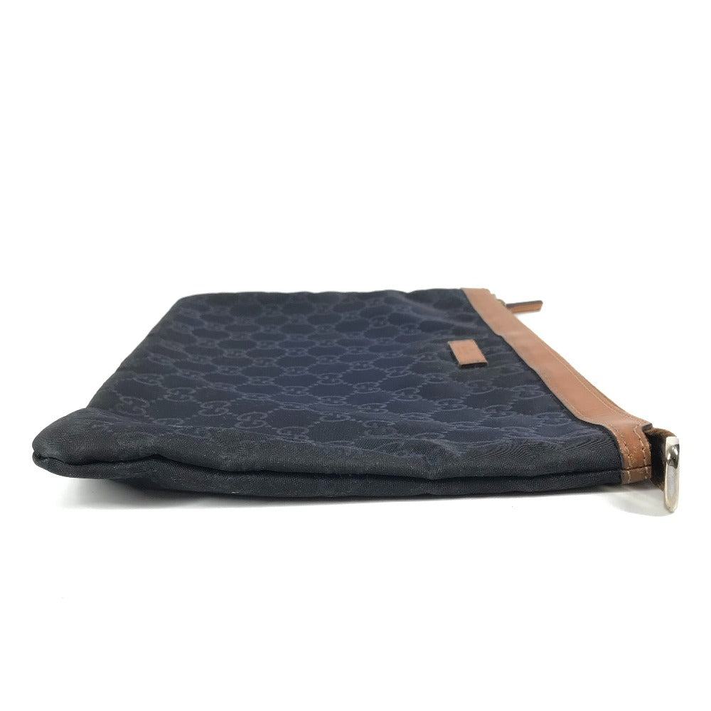 Gucci Clutch Bag 286209 Leather / Nylon Navy Gg Logo