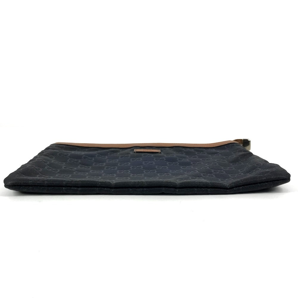 Gucci Clutch Bag 286209 Leather / Nylon Navy Gg Logo