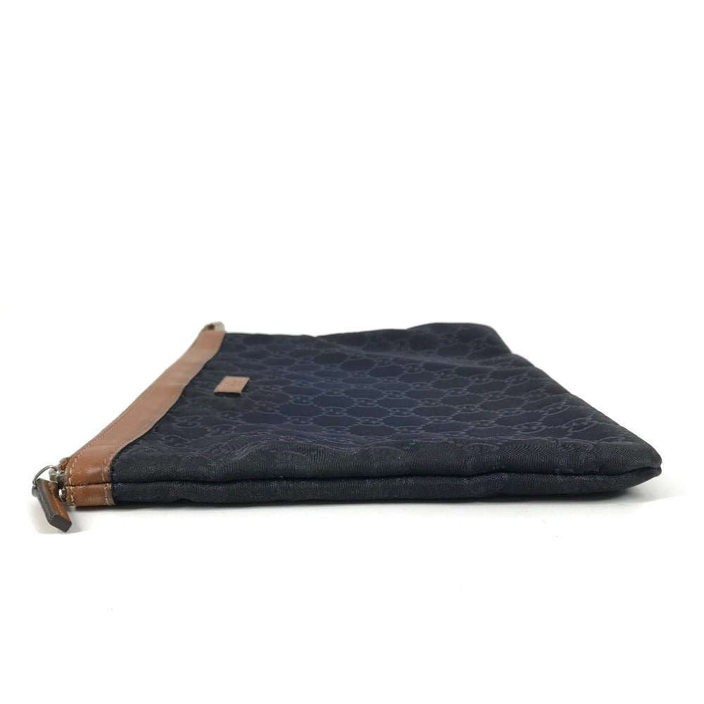 Gucci Clutch Bag 286209 Leather / Nylon Navy Gg Logo