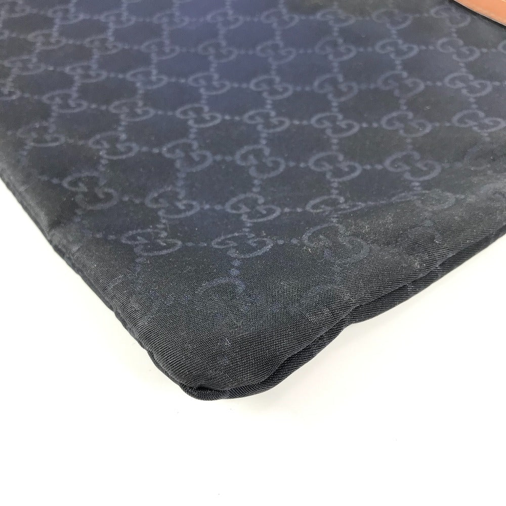 Gucci Clutch Bag 286209 Leather / Nylon Navy Gg Logo