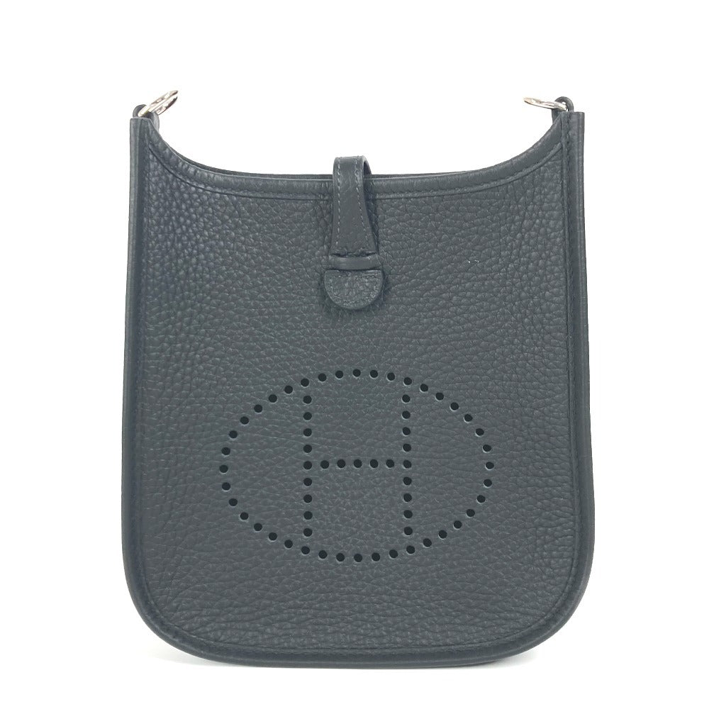 Hermes Shoulder Bag Taurillon Clemence Black Long Evelyn Tpm Amazone Unisex(Unisex)