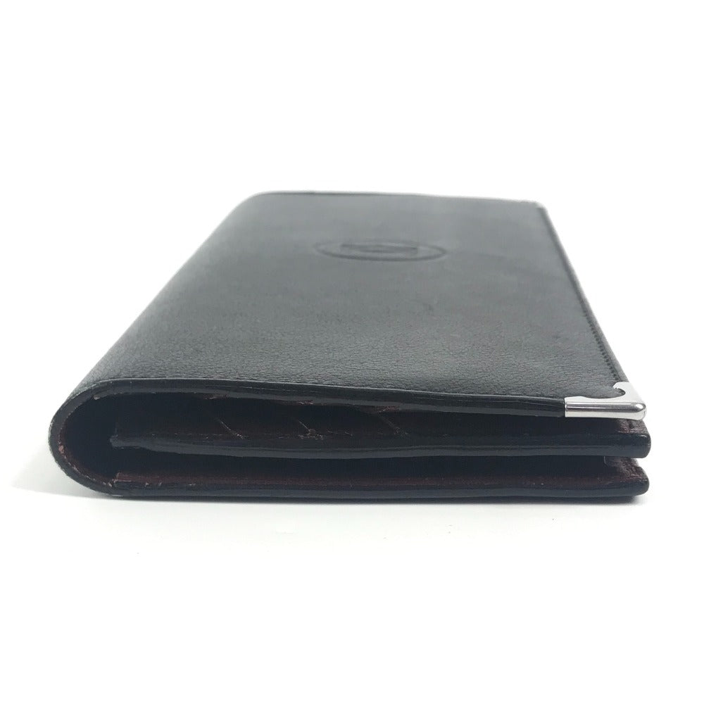 Cartier Long Wallet Purse Leather Black Must Line Logo Mens(Unisex)