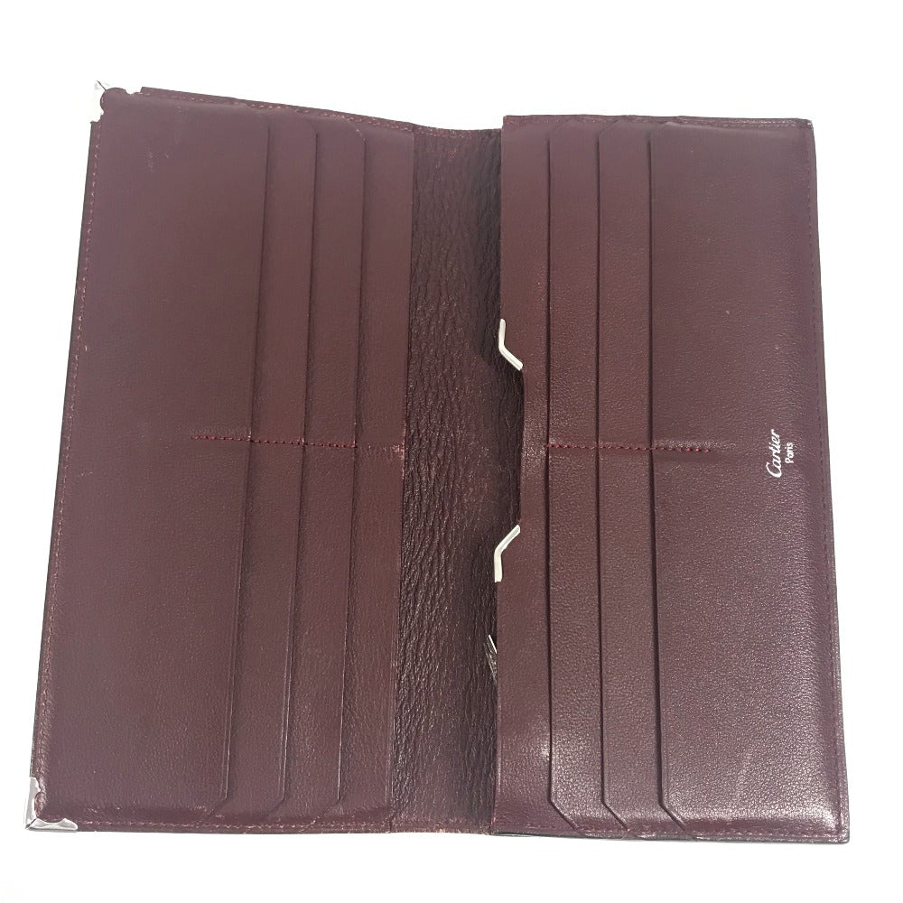 Cartier Long Wallet Purse Leather Black Must Line Logo Mens(Unisex)