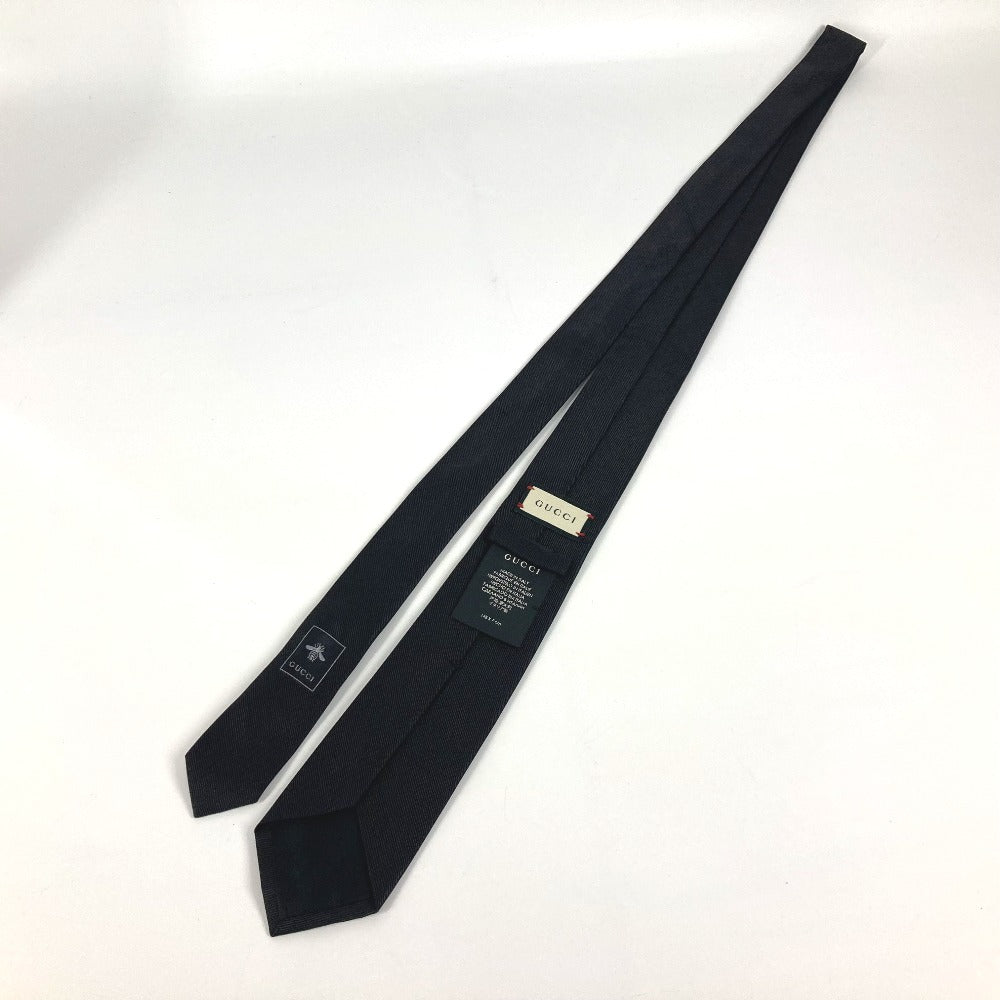 Gucci Tie Silk Black Tiger Embroidery Mens