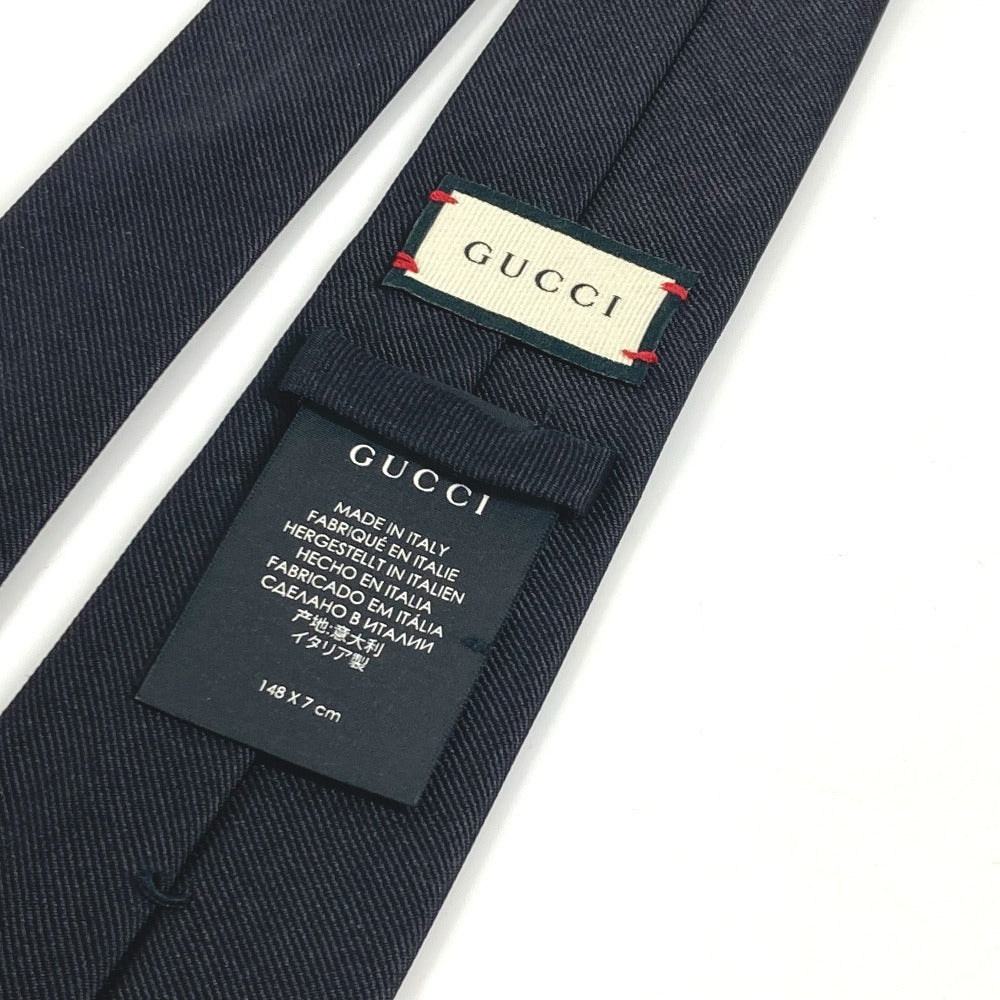 Gucci Tie Silk Black Tiger Embroidery Mens