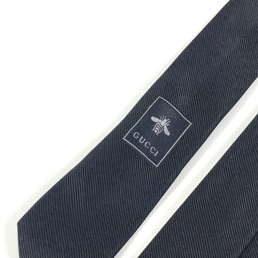 Gucci Tie Silk Black Tiger Embroidery Mens