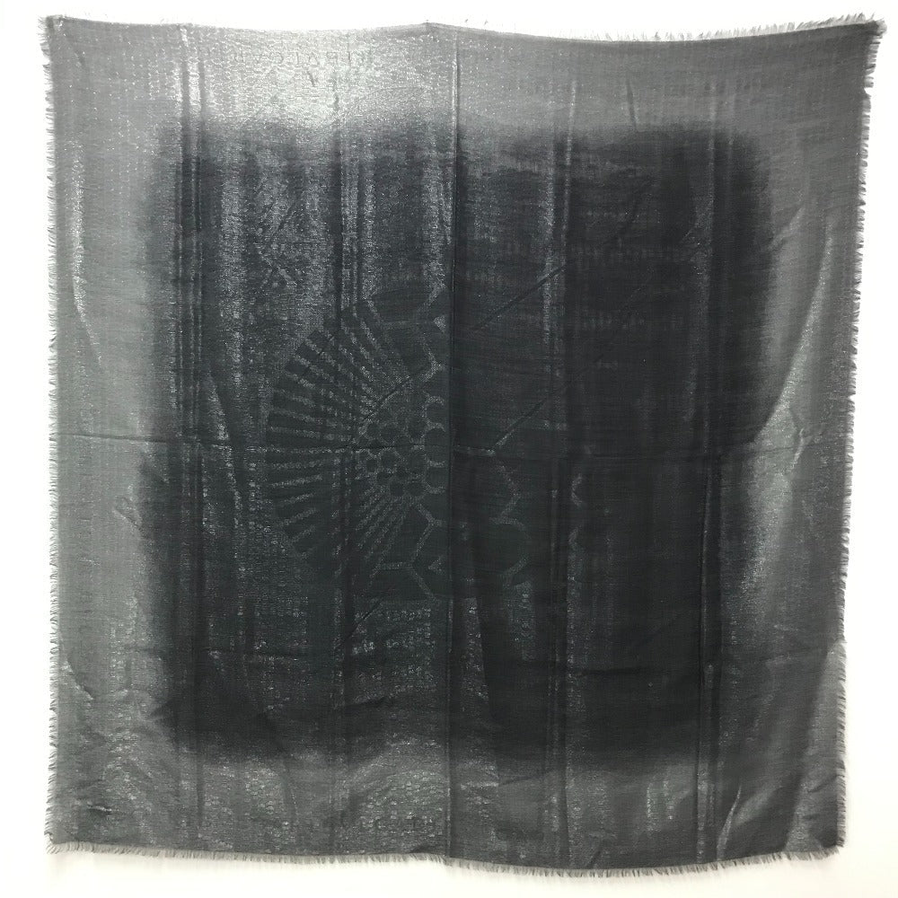 Bvlgari Shawl Wool, Cashmere Gray Large Glitter Scarf With Fringe Mens(Unisex)