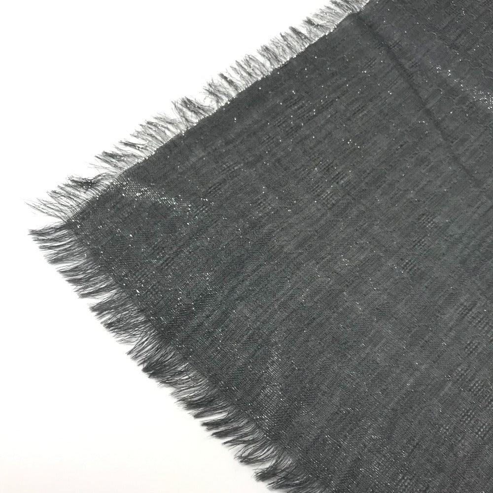 Bvlgari Shawl Wool, Cashmere Gray Large Glitter Scarf With Fringe Mens(Unisex)
