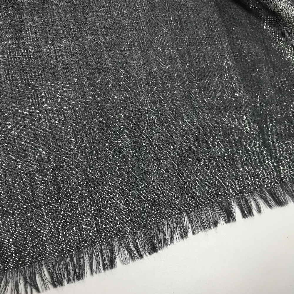 Bvlgari Shawl Wool, Cashmere Gray Large Glitter Scarf With Fringe Mens(Unisex)