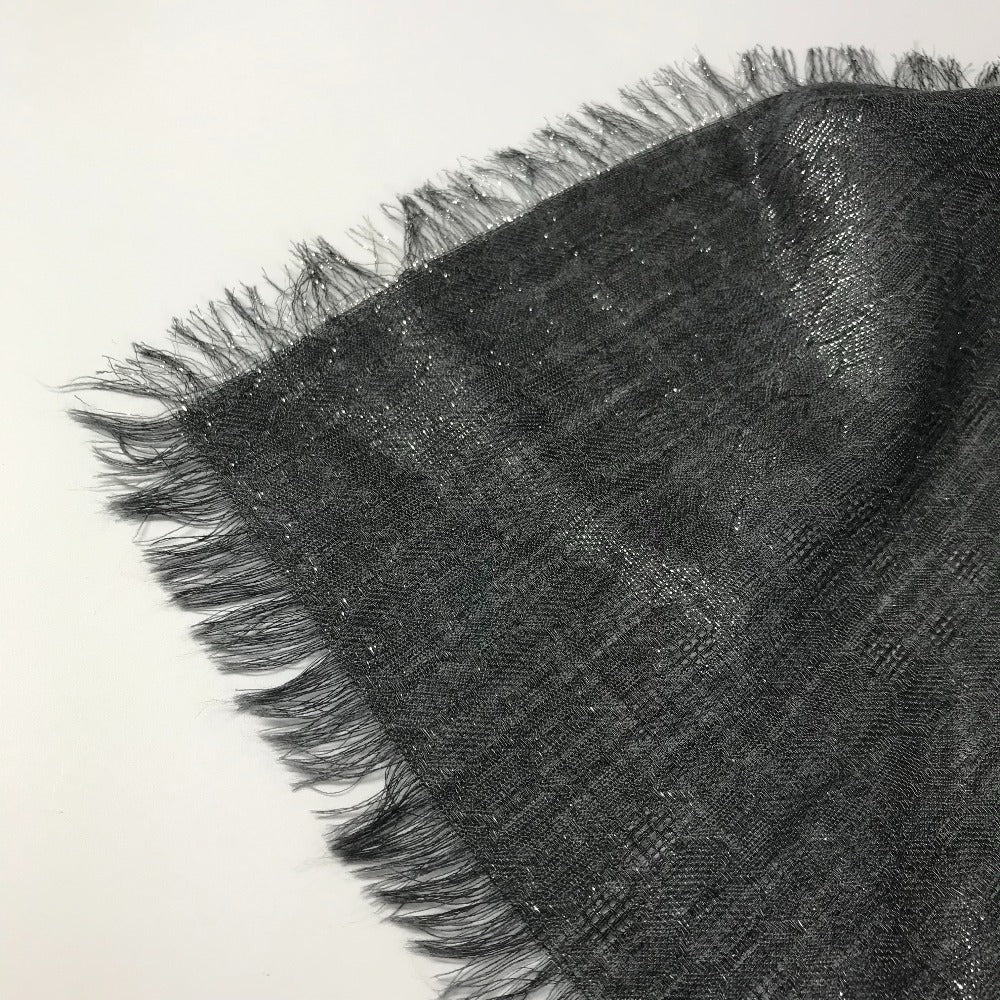 Bvlgari Shawl Wool, Cashmere Gray Large Glitter Scarf With Fringe Mens(Unisex)