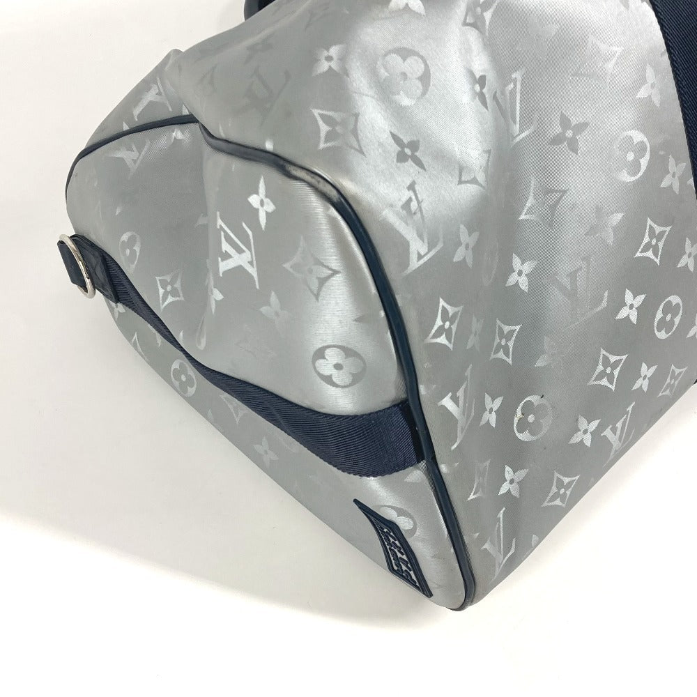 Louis Vuitton Boston Duffel Bag M44170 Canvas, Leather Silver Monogram Satellite Keepall