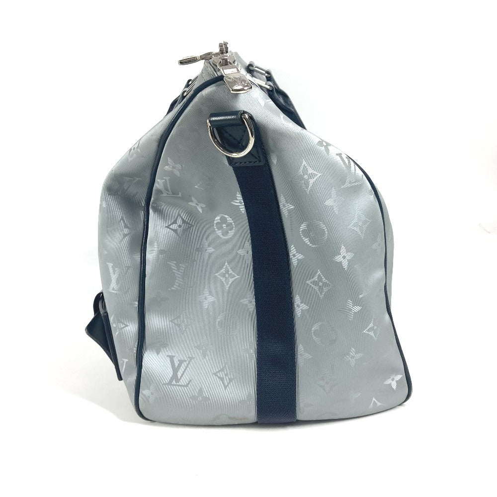 Louis Vuitton Boston Duffel Bag M44170 Canvas, Leather Silver Monogram Satellite Keepall