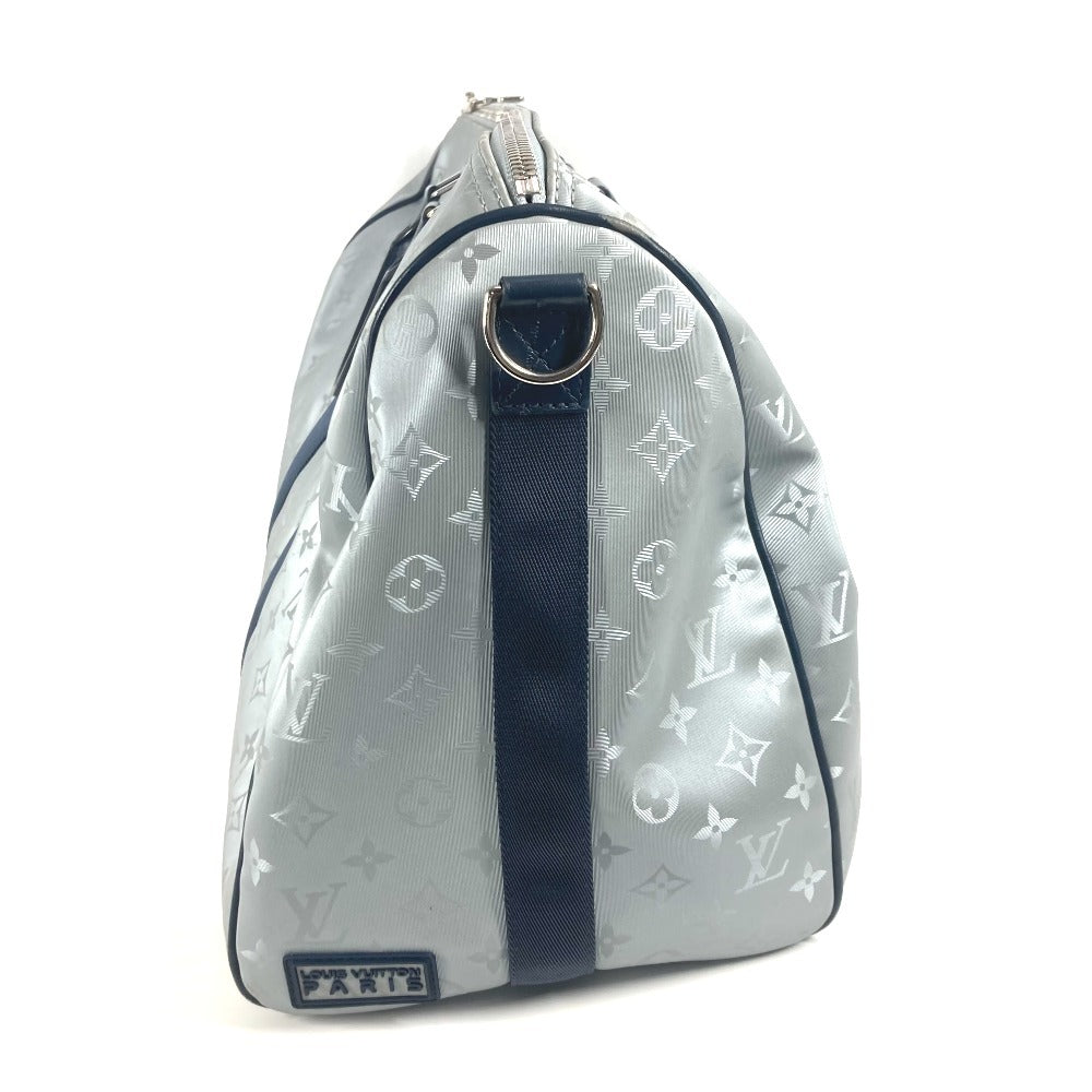 Louis Vuitton Boston Duffel Bag M44170 Canvas, Leather Silver Monogram Satellite Keepall