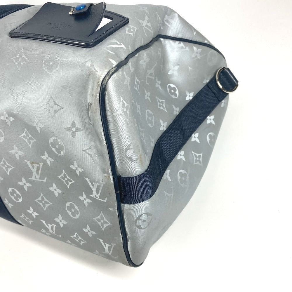 Louis Vuitton Boston Duffel Bag M44170 Canvas, Leather Silver Monogram Satellite Keepall