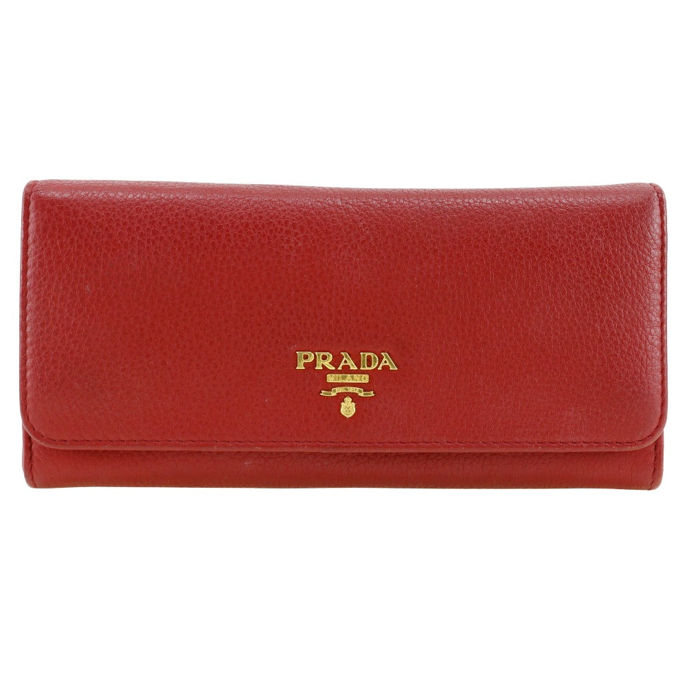 Prada Long Wallet Purse 1Mh132 Leather Red Vitterodino Women