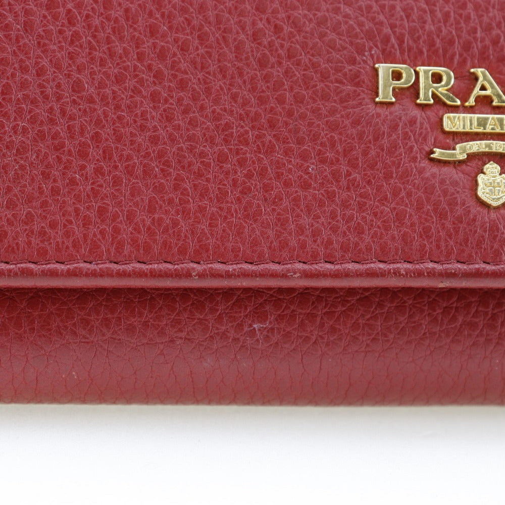 Prada Long Wallet Purse 1Mh132 Leather Red Vitterodino Women