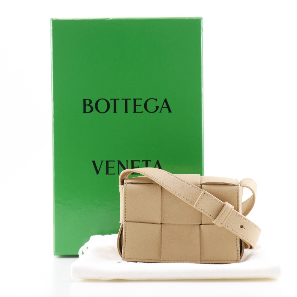 Bottegaveneta Shoulder Bag 666688 Vmay1 Lambskin Beige Intrecciato Candy Cassette Unisex(Unisex)
