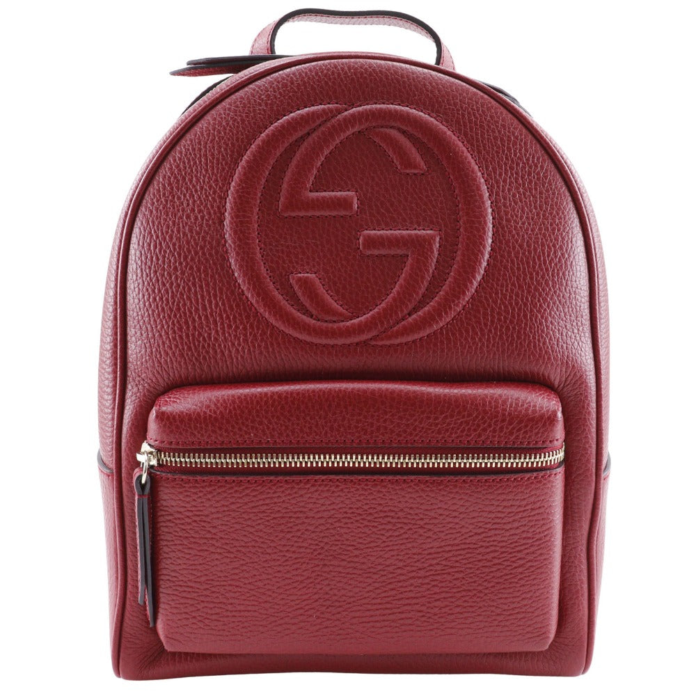 Gucci Backpack 536192 Leather Red Chainbackpack Interlocking Soho Women