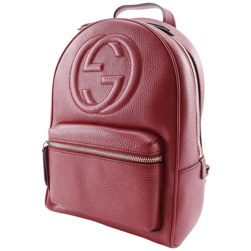 Gucci Backpack 536192 Leather Red Chainbackpack Interlocking Soho Women