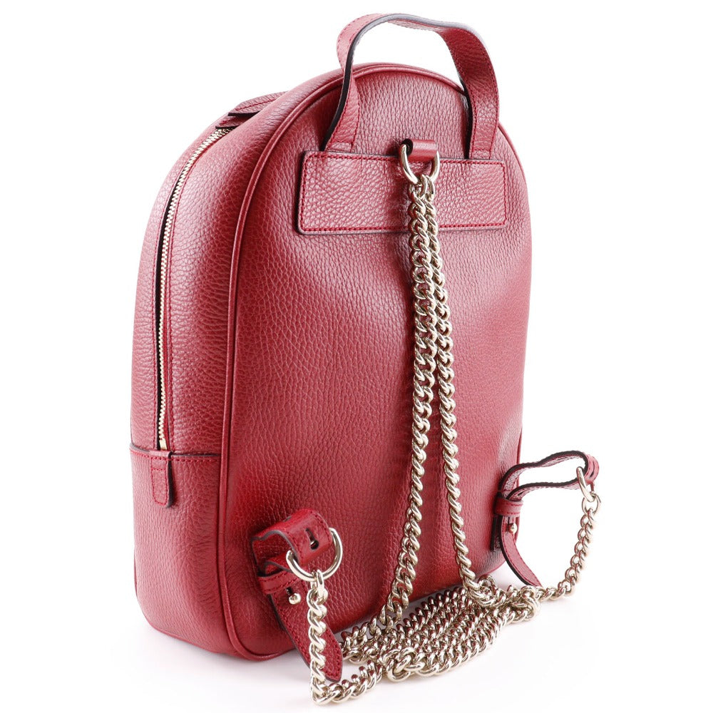 Gucci Backpack 536192 Leather Red Chainbackpack Interlocking Soho Women