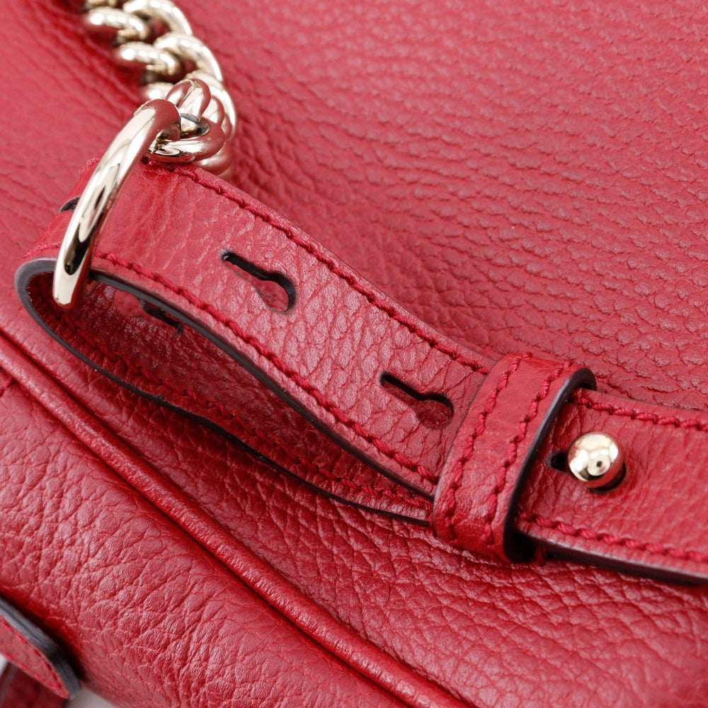 Gucci Backpack 536192 Leather Red Chainbackpack Interlocking Soho Women