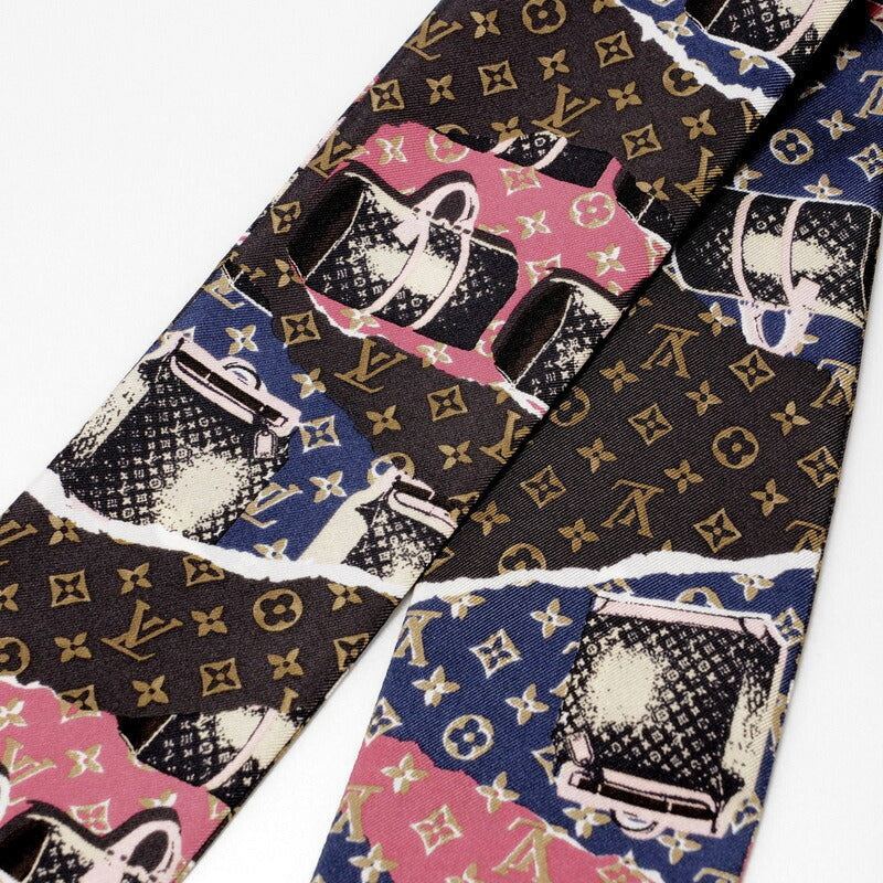 Louis Vuitton Scarf M75046 Silk Multicolor Monogram Wallpaper Twilly Bandoo Women