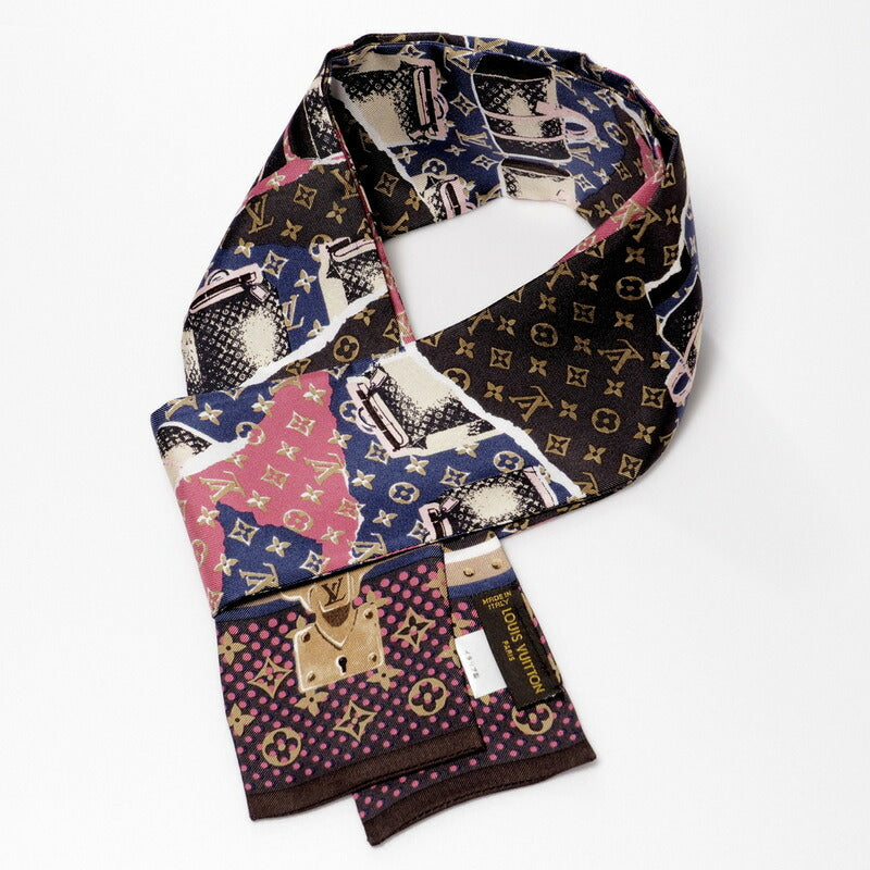 Louis Vuitton Scarf M75046 Silk Multicolor Monogram Wallpaper Twilly Bandoo Women