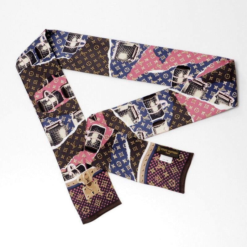 Louis Vuitton Scarf M75046 Silk Multicolor Monogram Wallpaper Twilly Bandoo Women