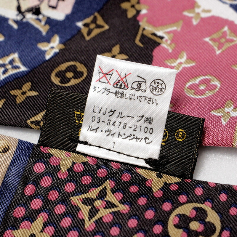 Louis Vuitton Scarf M75046 Silk Multicolor Monogram Wallpaper Twilly Bandoo Women