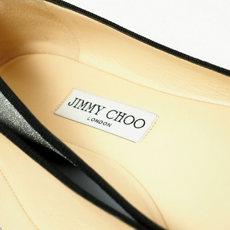 Jimmy Choo Pumps Fine Glitter Leather Silver Glitter Silver Jennie Flat 38