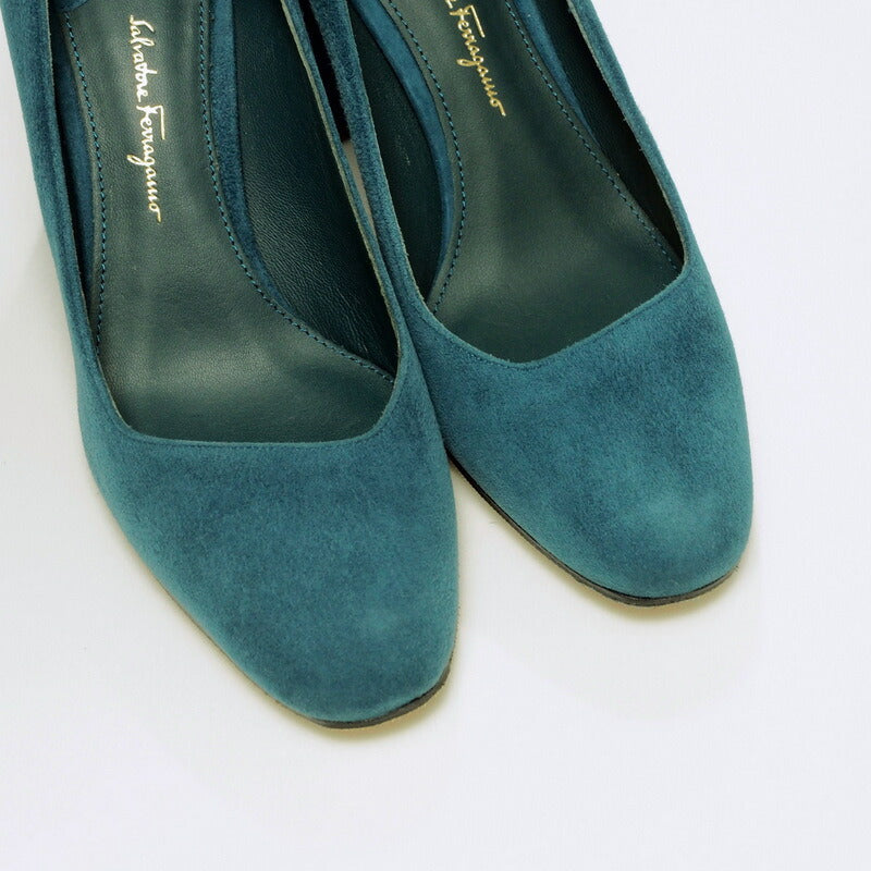 Salvatore Ferragamo Pumps Suede Royal Cypress Sue Green Type Arezzo85 Women 6.5C