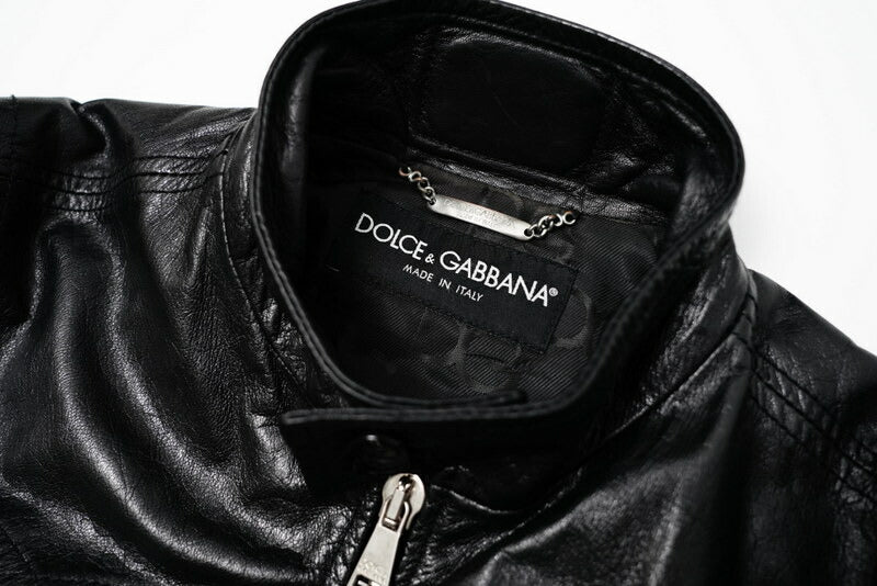 Dolce&Gabbana Riders Jacket G9508L/Fulh6 Leather Black Mens 44
