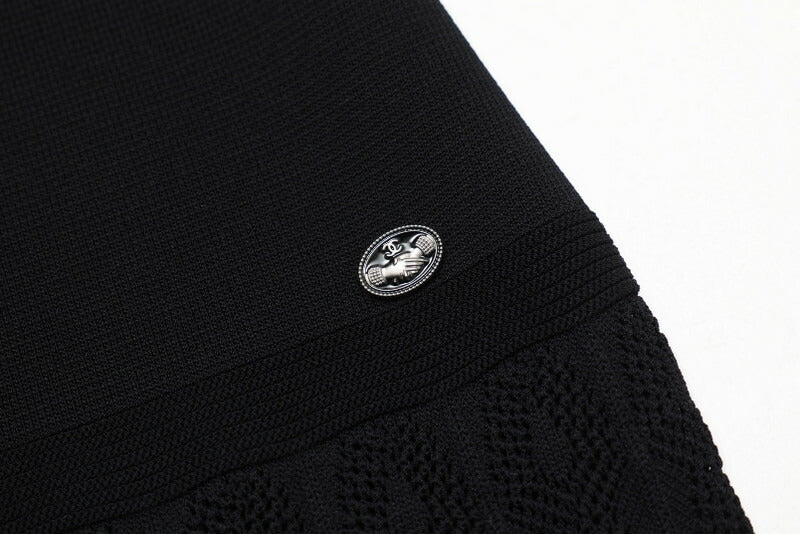 Chanel Knit P32692K00779 80% Rayon, 20% Nylon Black Women 42