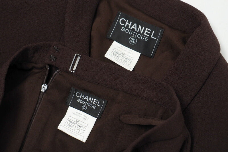 Chanel Jacket P08091 Wool Brown / Gold Women 42