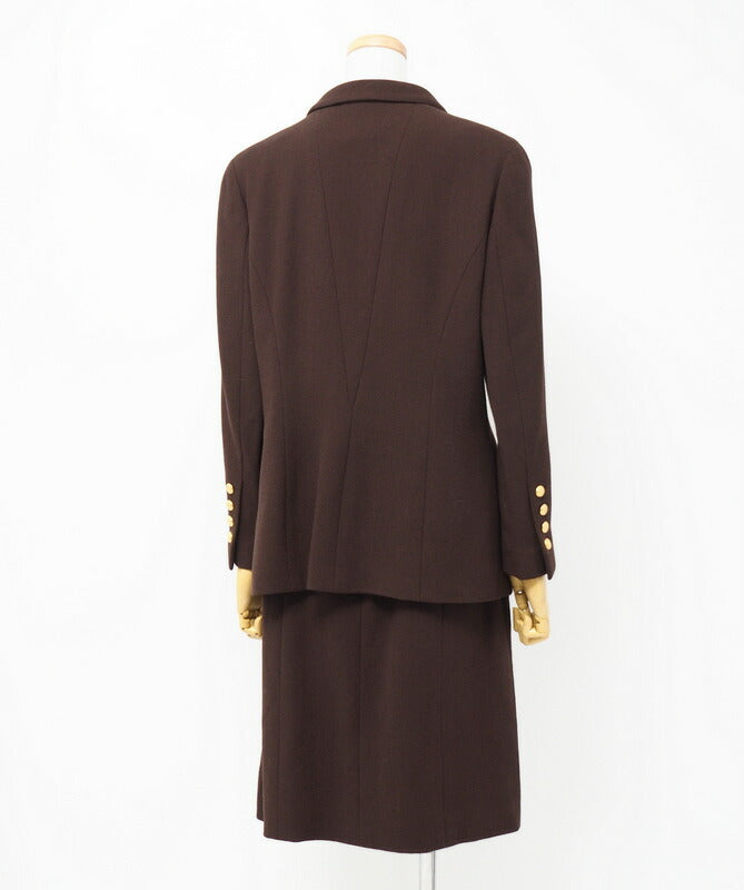 Chanel Jacket P08091 Wool Brown / Gold Women 42