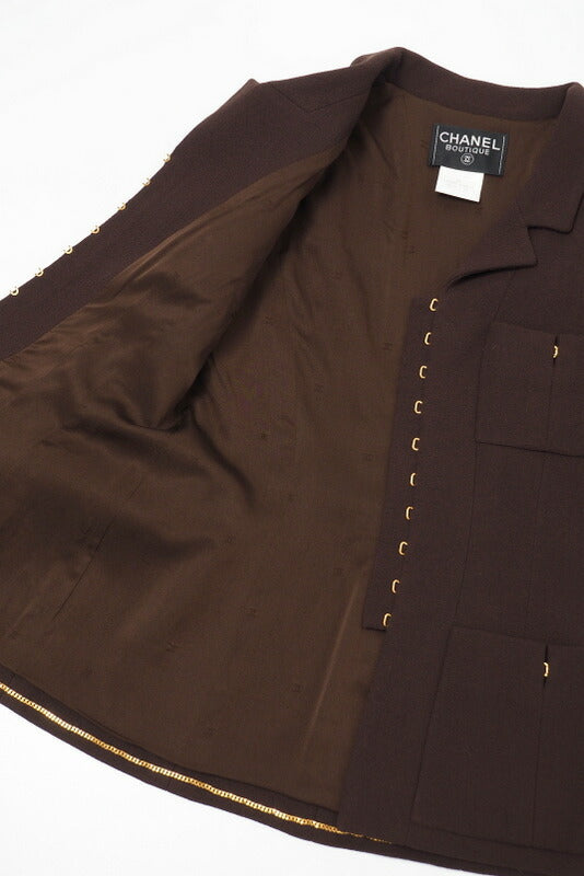Chanel Jacket P08091 Wool Brown / Gold Women 42