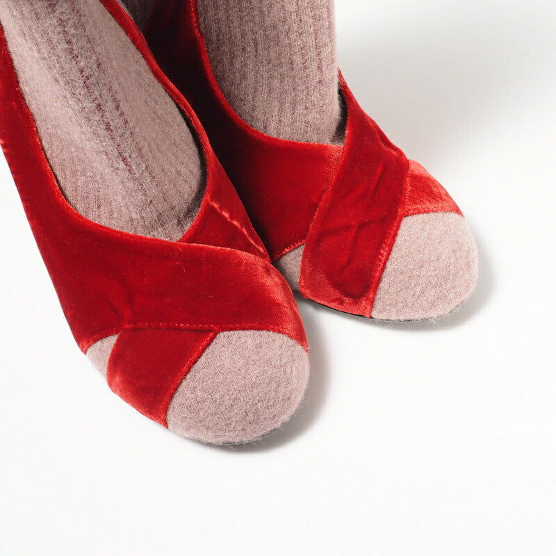 Fendi Boots Knit Velvet Red Rococo Socks Boots Women 37