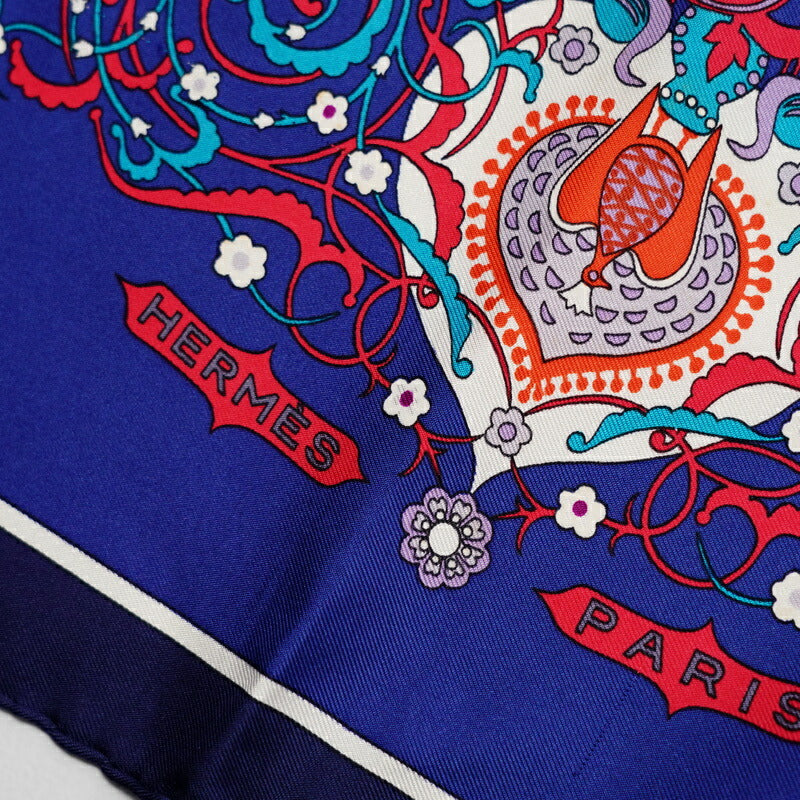 Hermes Scarf Silk Blue Type Women