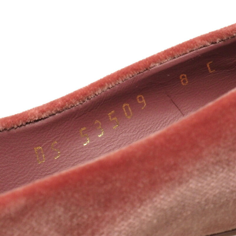 Salvatore Ferragamo Pumps 53509 Velor Pink / Gold Capua Women 8C